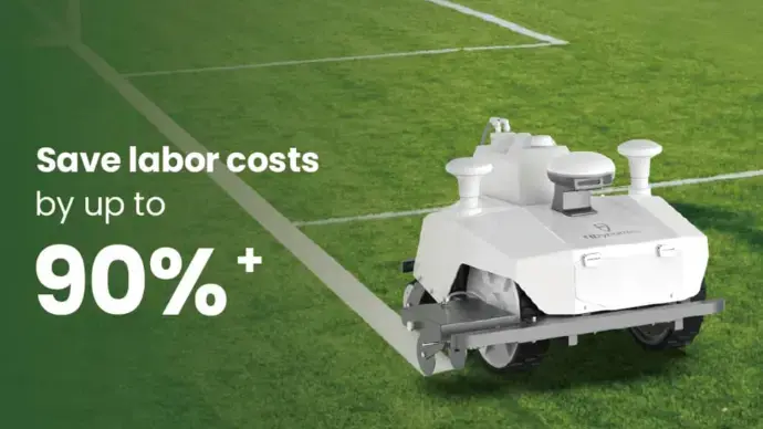 Save labor costs with	precision field marking robot FJD PaintMaster Pro