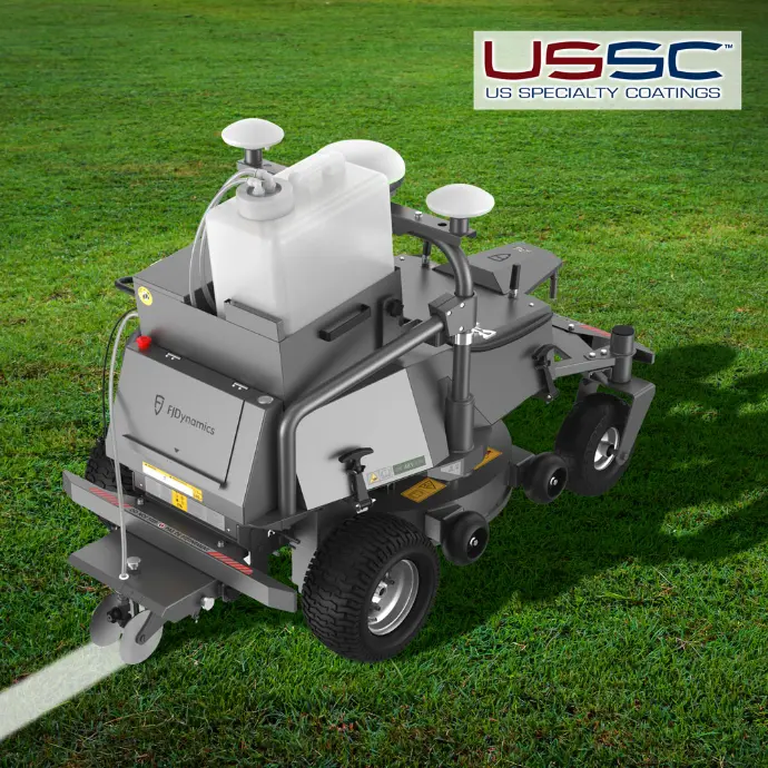 book demo of self mowing and self line marking robot the RM21 Combo unit from USSC